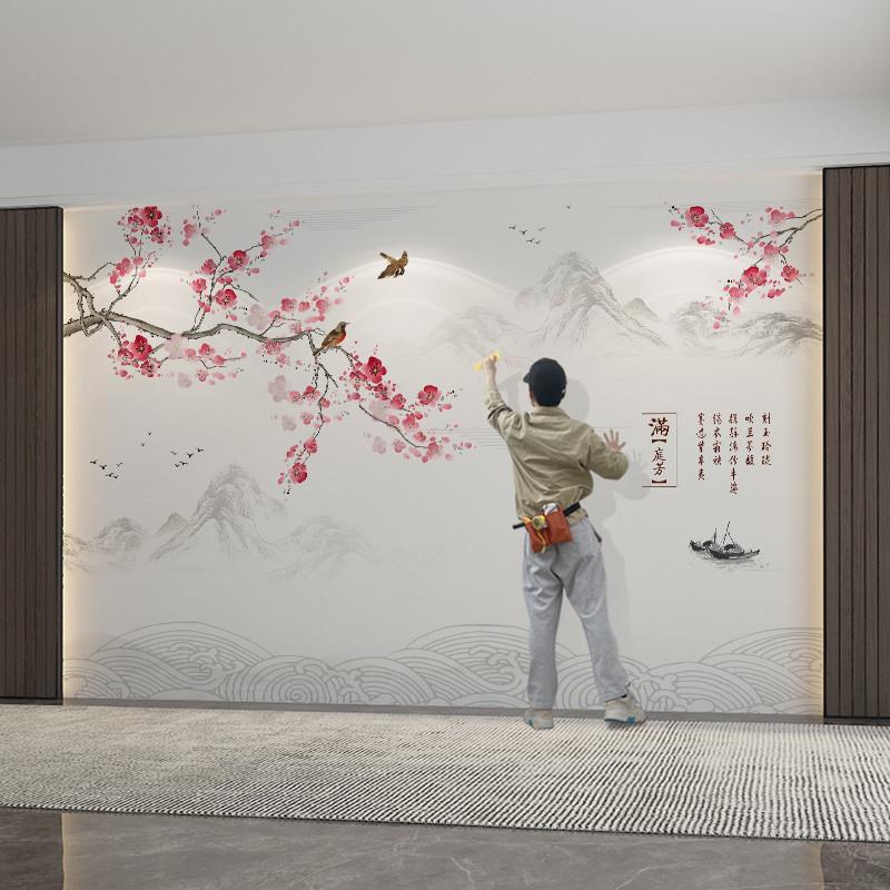 极速电视背景墙自粘装饰壁纸202B3新款3d立体客厅现代中式防水壁
