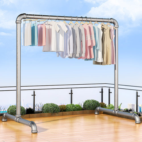 极速钢管晾衣架落地卧室s内阳台家用挂晒衣服架子户外可移动水管