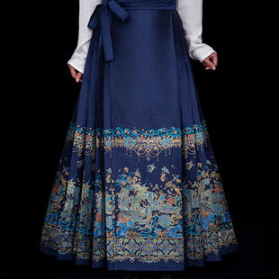 原创新款点翠马面裙凤凰来仪国风新中式明制女日常百搭汉服敬酒服