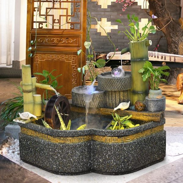 鱼缸造景花园落地摆件装饰假山流水喷泉鱼池阳台别墅瀑庭院室外布