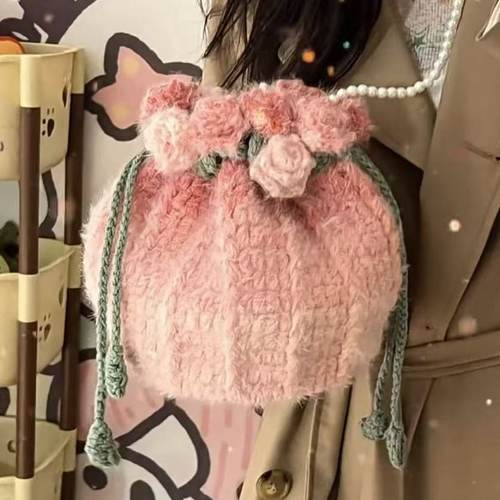 渐变玫瑰包包毛线钩针DIY材料包