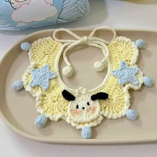 毛线钩针可爱猫咪项圈围脖diy自制材料包手工编织宠物配饰送礼物