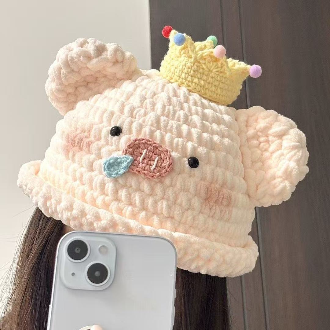 DIY猪猪帽子手工编织材料包