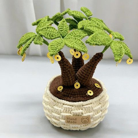 仿真铜钱发财树毛线DIY材料包