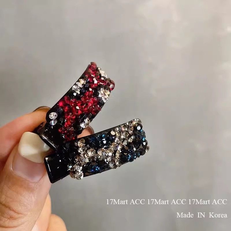 韩系水钻炫彩刘海鸭嘴夹