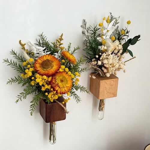 磁吸试管花瓶胡桃木摆件