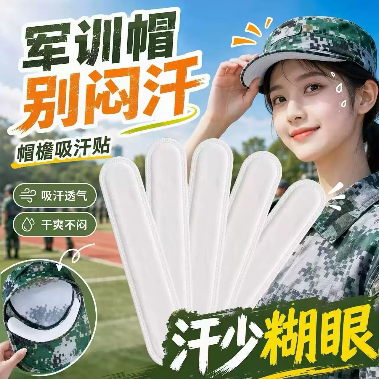 军训一次性防汗贴帽檐衣领吸汗