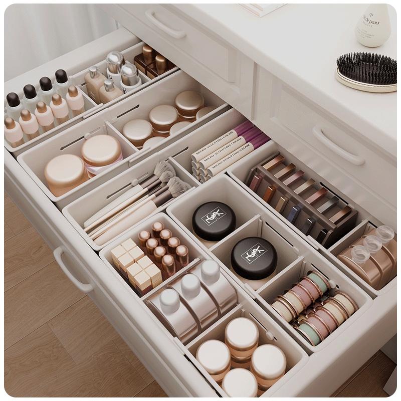 抽屉伸缩化妆品收纳隔板