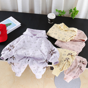 2026新款春秋卡通风休闲女童连帽衫两件套装卫衣外套洋气百搭套头