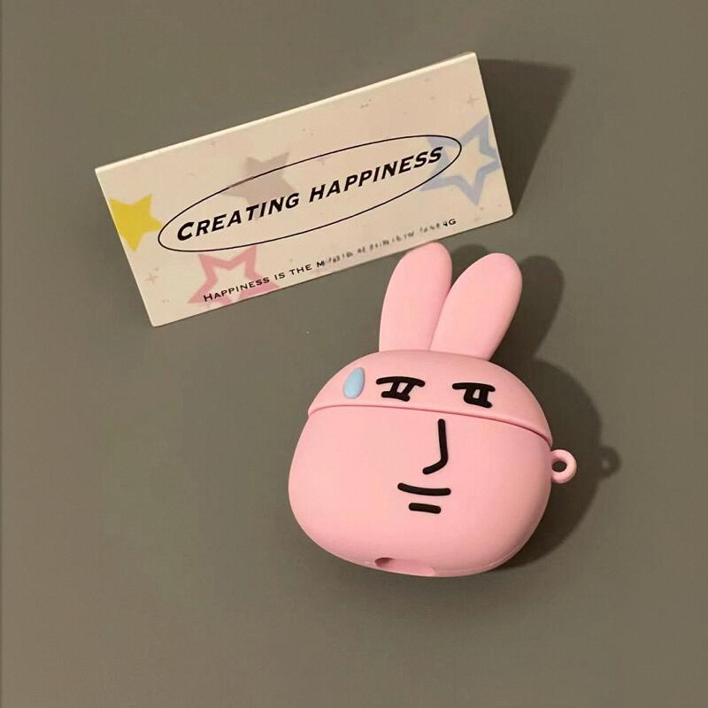 日韩可爱无语兔子airpods保护套苹果蓝牙pro2代耳机壳AirPods3代软壳新款防摔女款华强北5代新款卡通立体小众