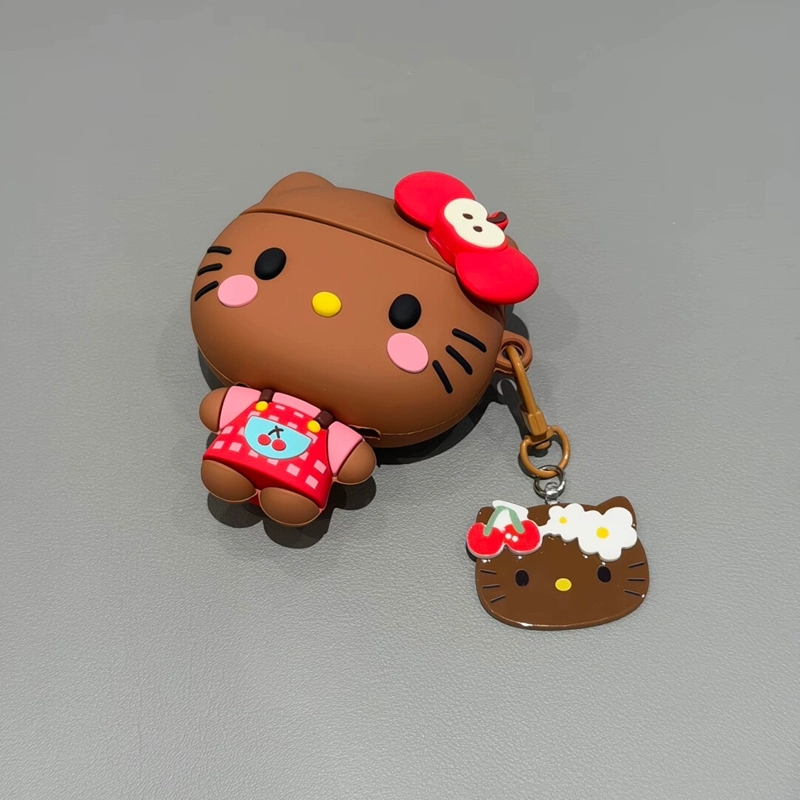 适用苹果蝴蝶结黑皮凯蒂猫airpods pro3代耳机壳4代耳机保护壳小众3代华强北5代蓝牙耳机套硅胶软壳2代保护套