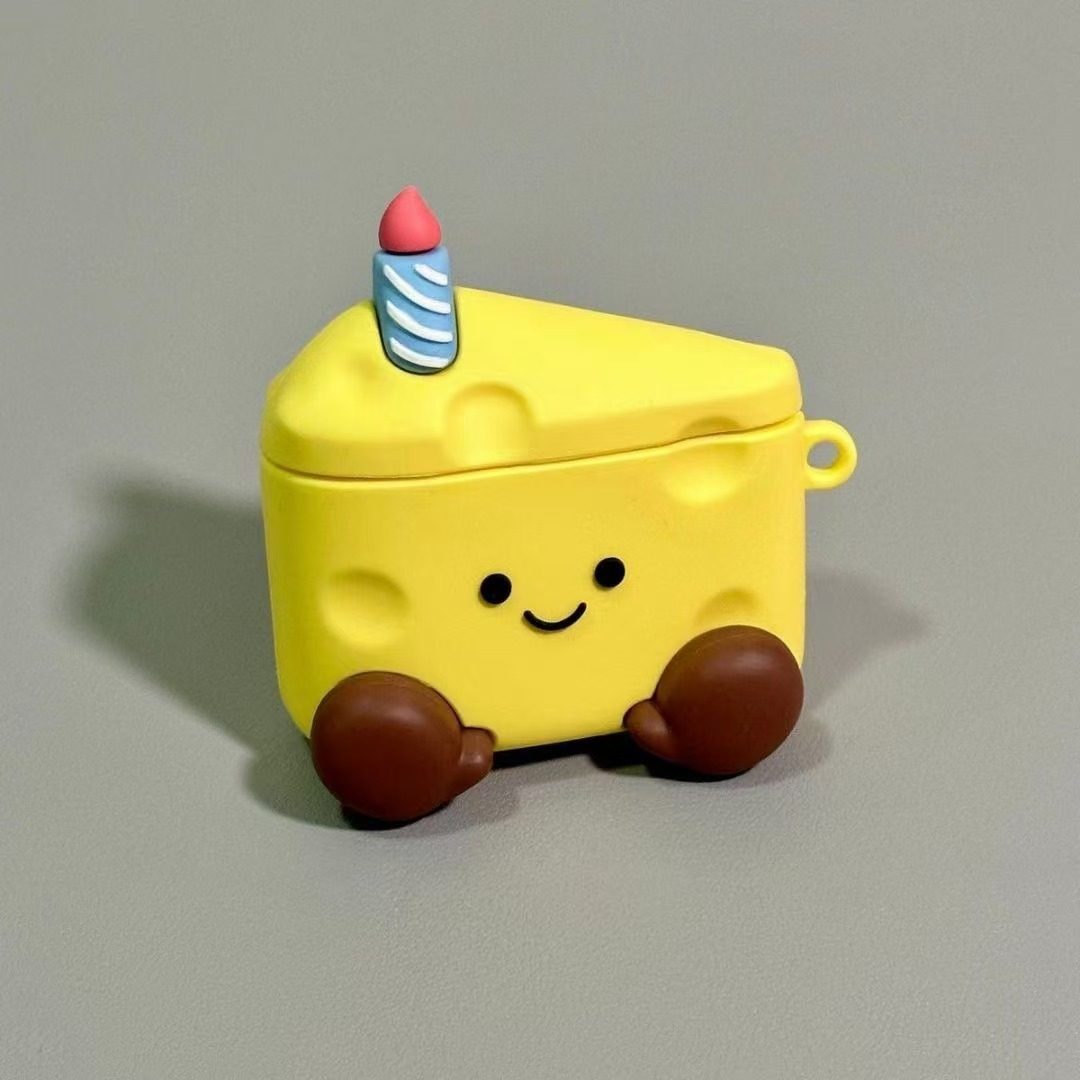 卡通可爱奶酪小人适用华强北5代耳机套苹果4代airpods2代保护套壳硅胶女款小众软壳无线蓝牙耳机壳Pro3代防摔