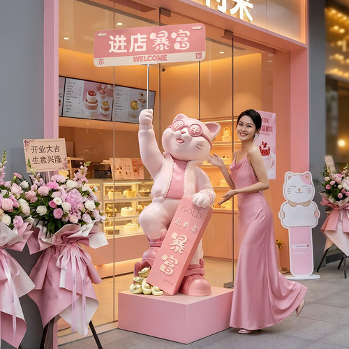 招财猫摆件开业礼物前台店铺落地装饰品2026新款大型发财猫吉祥物