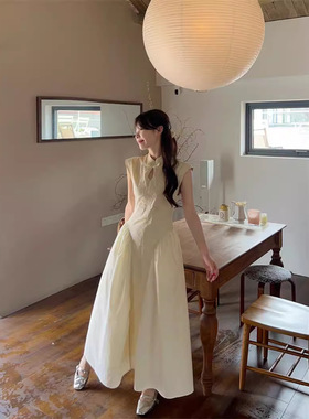 老钱新中式复古改良旗袍连衣裙2026夏季订婚高级东方韵味礼服长裙