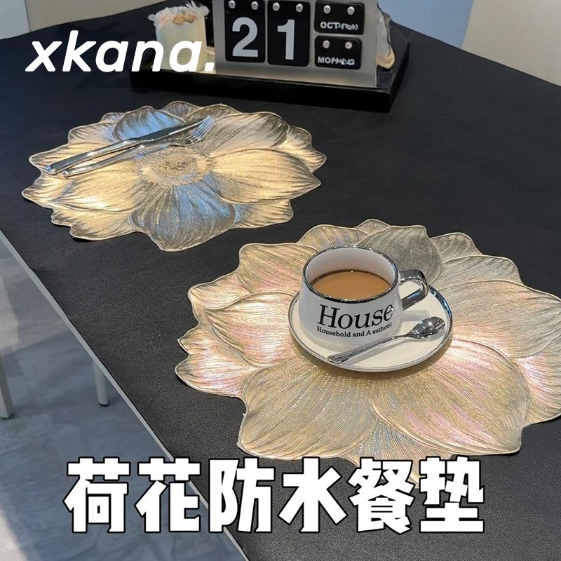 2片装！荷花矽胶隔热垫花朵创意装饰垫餐垫防烫耐高温杯垫高级感