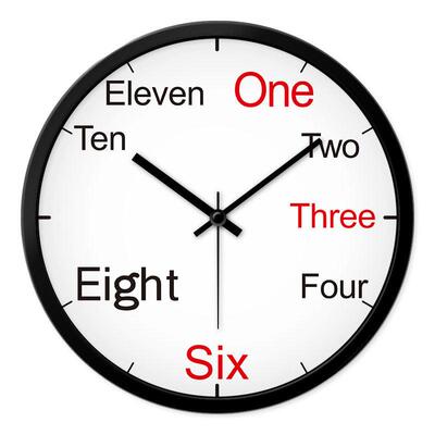 摩门挂钟英文刻度卧室静音现代时尚简约时钟石英钟12/14寸大挂表