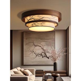 宋代美学卧室客厅主灯中世纪圆形高档卧室茶室厅禅宗织物吸顶灯