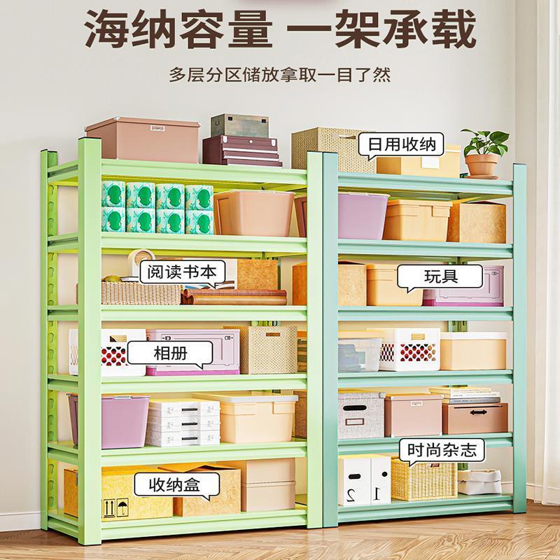 家用货架钢制置物架多层落地储藏间阳台收纳架快递架超市展示架子