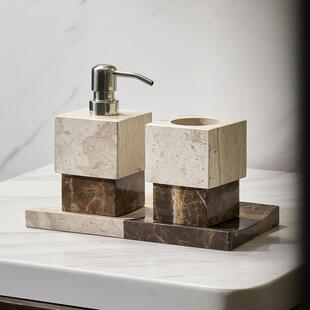 意式轻奢几何大理石卫浴瓶香薰托 托盘组合民宿酒店化妆室洗漱台