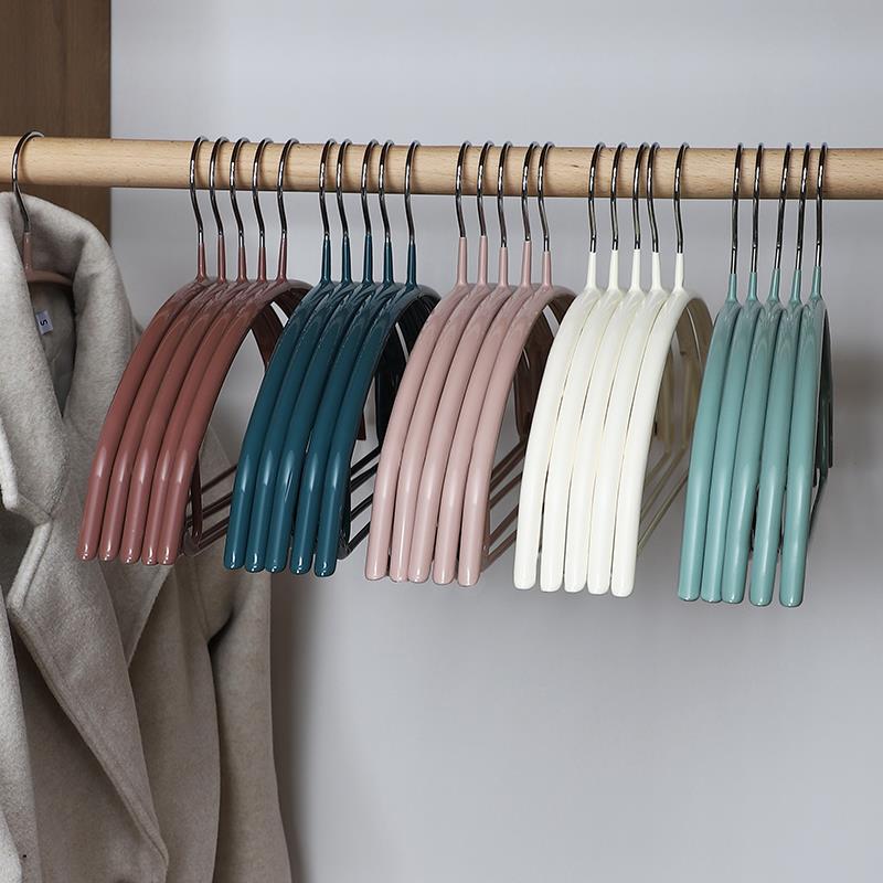 防滑浸塑衣架家用挂衣晾衣架衣服架衣撑加厚不锈钢无痕防肩角衣挂