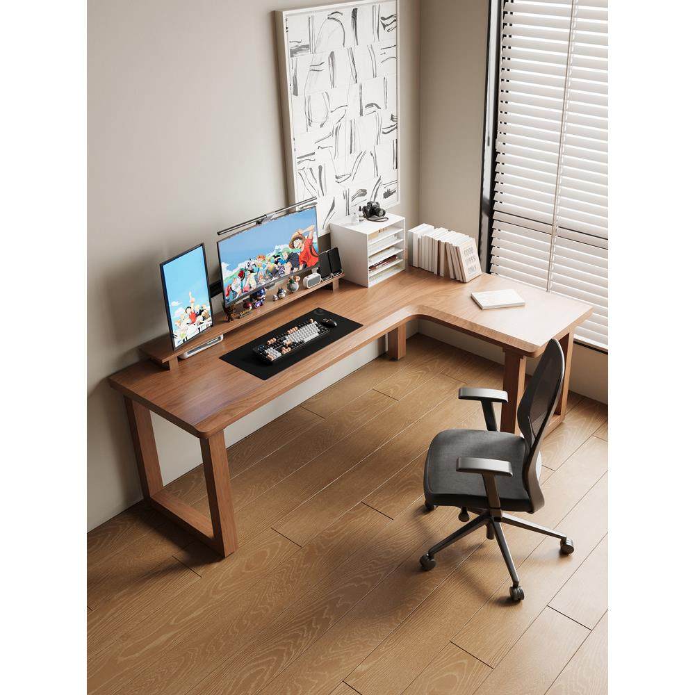 纯实木口字腿转角书桌家用L型电脑桌办公写字学习桌卧室工作台,住宅家具,转角桌,淘宝优惠券,粉丝福利购,淘宝优惠卷