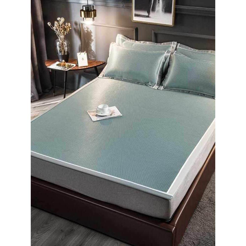 新款高端碳光冰丝凉席夏季纯色夏凉席三件套裸睡可水洗折叠空调席,床上用品,冰丝席,淘宝优惠券,粉丝福利购,淘宝优惠卷