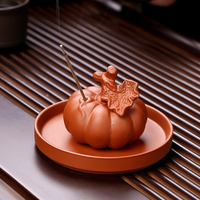 南瓜紫砂线香插家用室内办公室香薰炉香炉净化空气点香器香托底座