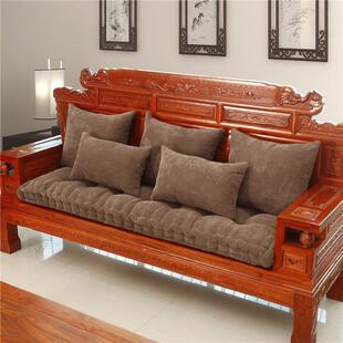 红实木沙发垫冬季加厚毛绒坐垫沙发家用中式三人座通用飘窗垫订做