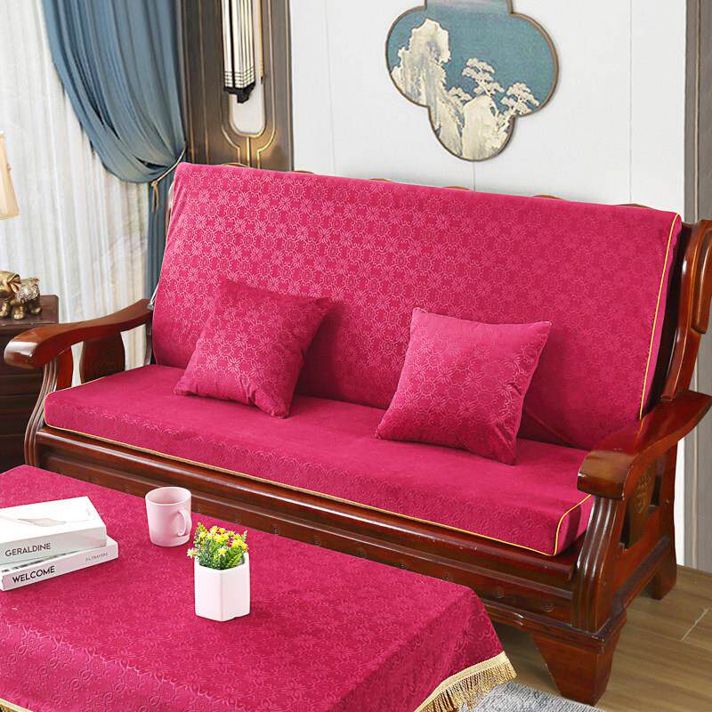 红实木沙发垫带靠背秋冬加厚海绵中式木头沙发坐垫联邦椅垫沙发垫