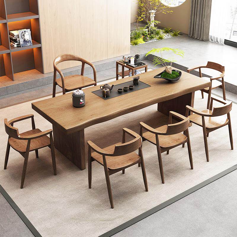 大板实木茶桌家用客厅轻奢现代简约茶台新中式办公室泡茶桌椅组合