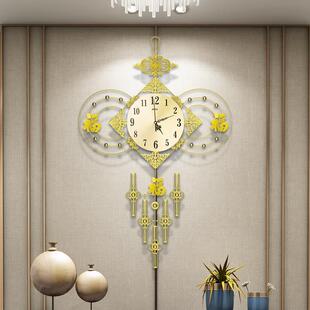 新中式中国结挂钟客厅个性创意时尚家用时钟大气石英钟表现代简约