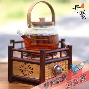 竹编蒸茶 复古茶台纯手工竹茶炉电陶炉茶炉静音茶道办公室煮茶中式