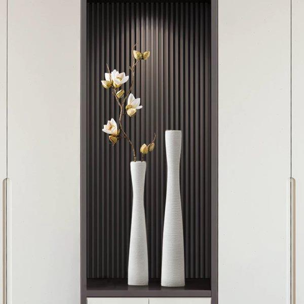 北欧风电视柜摆件两边落地花瓶高级感客厅入户玄关细长柜装饰花器