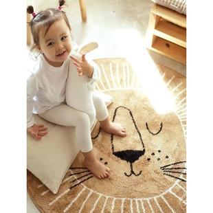 圆形地毯卧室房间儿童房间游戏垫卡通狮子床边毛毯毛绒加厚地板垫