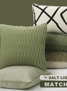 北欧简约客厅沙发靠垫方形几何绿色系组合抱枕样板床头靠枕腰枕