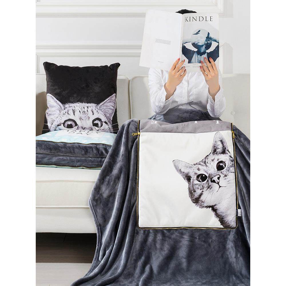 卡通可爱短毛绒抱枕被子两用办公室汽车沙发靠枕垫空调被毯子,居家布艺,抱枕被,淘宝优惠券,粉丝福利购,淘宝优惠卷