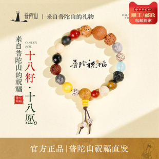 普陀山正品十八籽手串女款多宝菩提佛珠文玩手链男生日送礼物