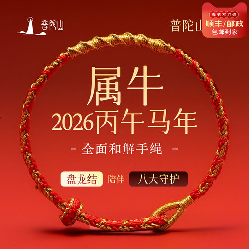 普陀山可调节本命年岁岁红绳礼物