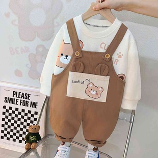 春季 套装 一岁儿童装 宝宝背带裤 男小童春装 个月婴儿衣服韩版