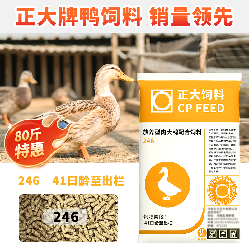 正大246放养型肉大鸭饲料颗粒柯尔鸭鹅养殖料正品开口料宠物钓鱼
