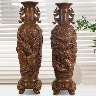 落地花瓶摆件一对龙凤家居装饰工艺礼品摆饰送公司酒店乔迁庆典开