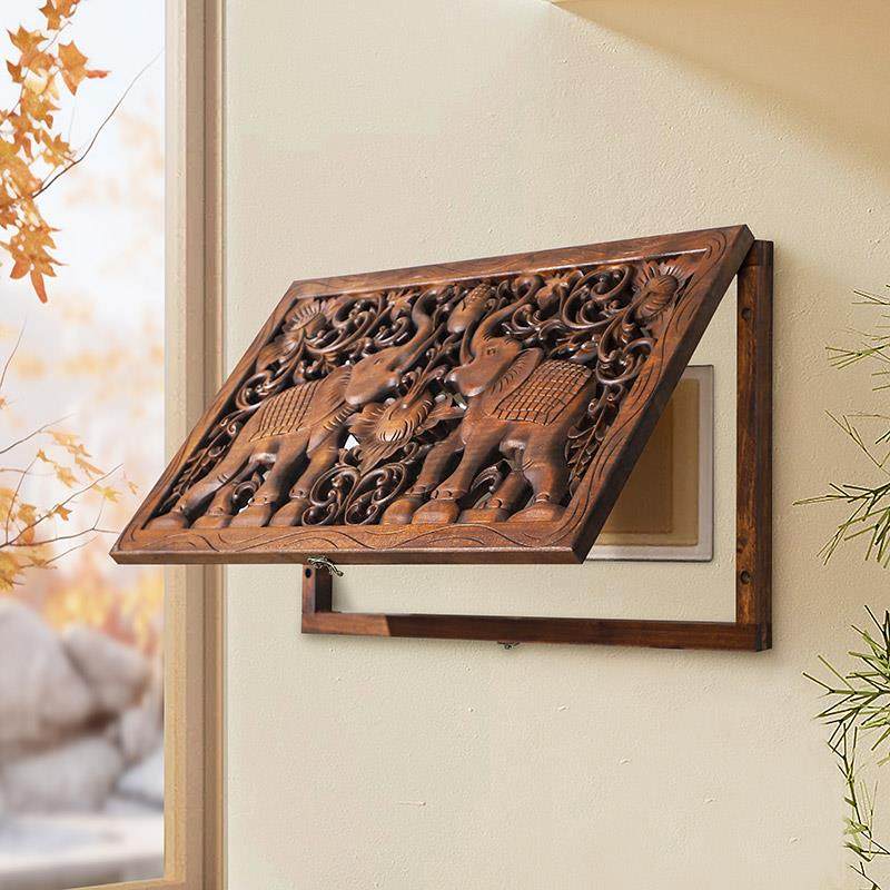 泰国实木雕刻电表箱装饰画饭厅配电箱装饰盒遮挡箱电闸箱覆古挂画