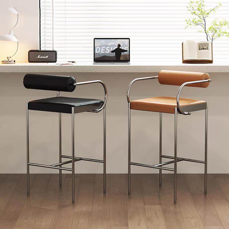 北欧吧台椅家用高脚凳现代简约设计师酒吧前台椅靠背不锈钢色椅子,住宅家具,家用高脚椅,淘宝优惠券,粉丝福利购,淘宝优惠卷