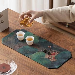 禅意干泡盘桌旗功夫茶具茶垫 手工茶席家用双面国风隔热茶桌布中式