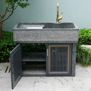 水槽 庭院大理石头洗衣池带搓板室外水池台盆家用阳台洗菜盆一体式