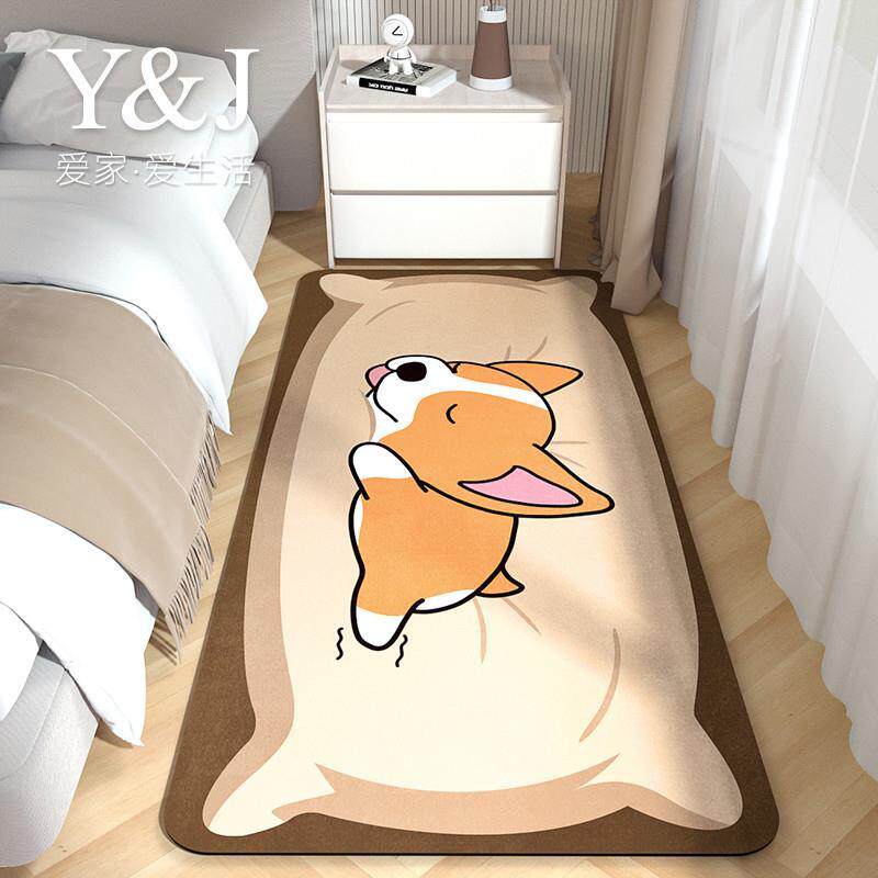 床边地毯卧室满铺卡通少女可爱公主房间ins风防滑V儿童床前地垫子