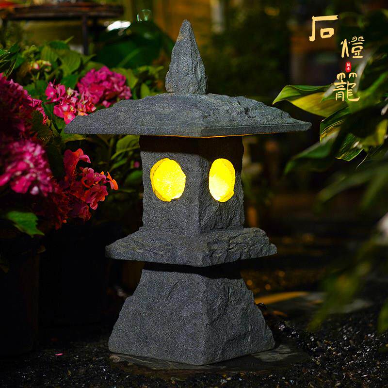 彷古中式石灯笼户外庭院草坪花园布置造景观太阳能宫灯塔园林摆件