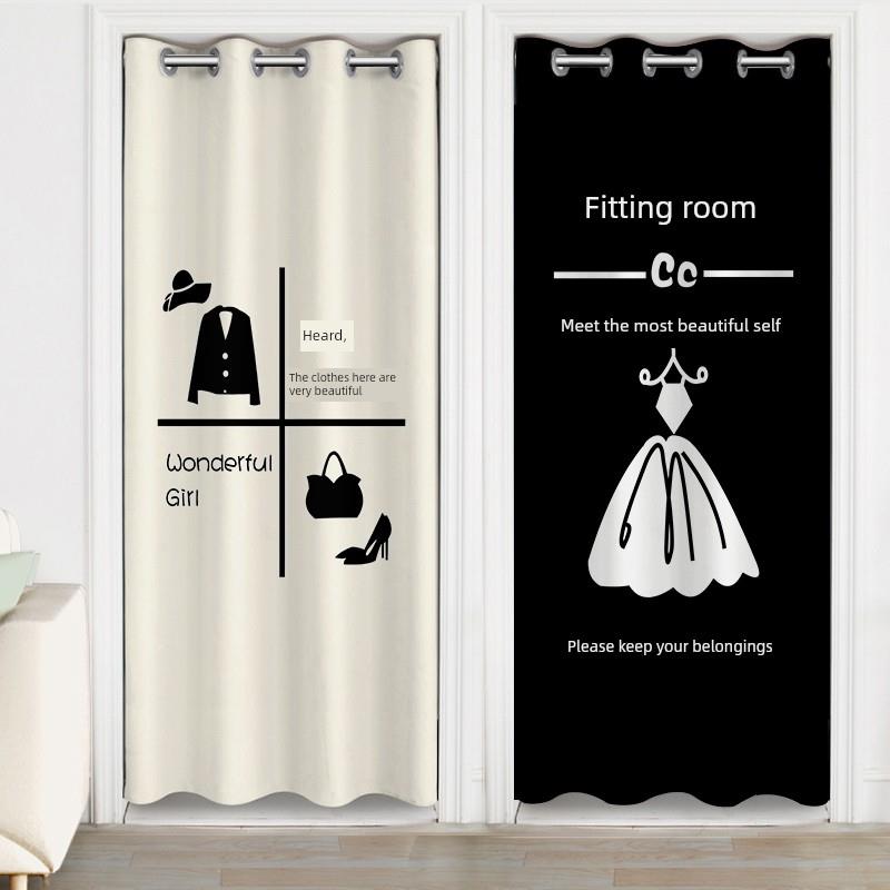 服装店试衣间门帘衣帽更衣室门帘挡男女服装不打孔特别定制标志布