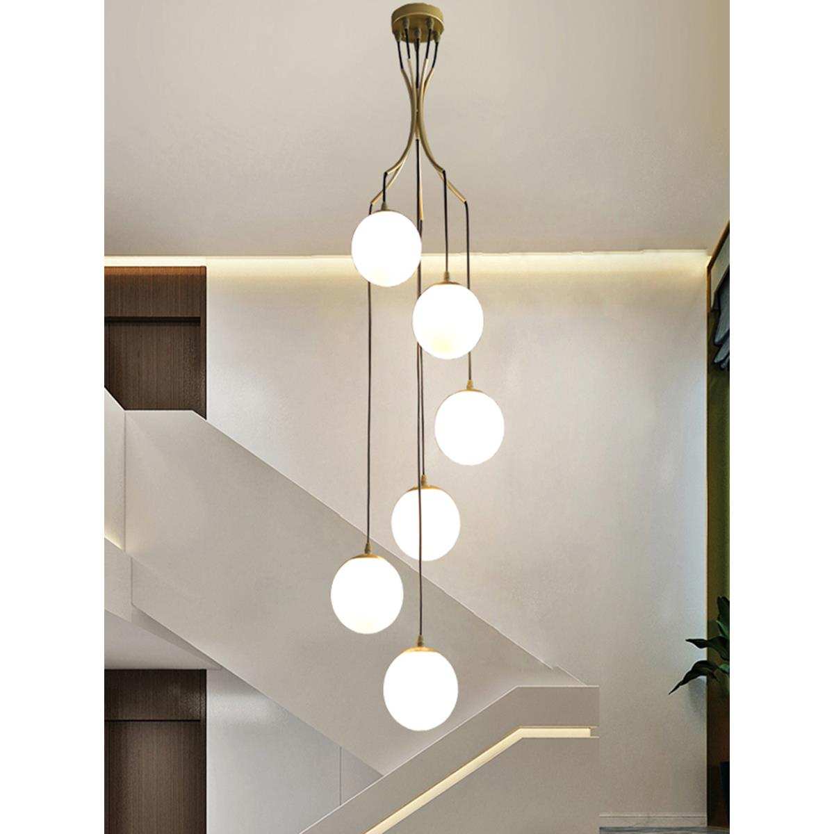 楼梯吊灯 北欧现代简约餐厅复式楼别墅公寓楼梯间旋转loft长吊灯