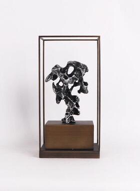 新中式太湖石假山金属罩装饰品家居客厅玄关柜书房博古架艺术摆件